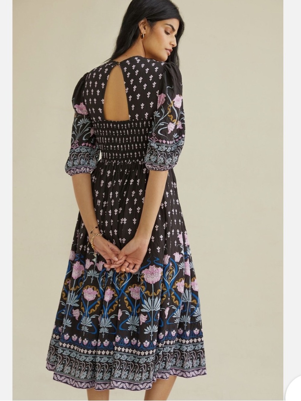 Anthropologie Dasha Smocked Floral Midi Dress - Picture 4 of 14